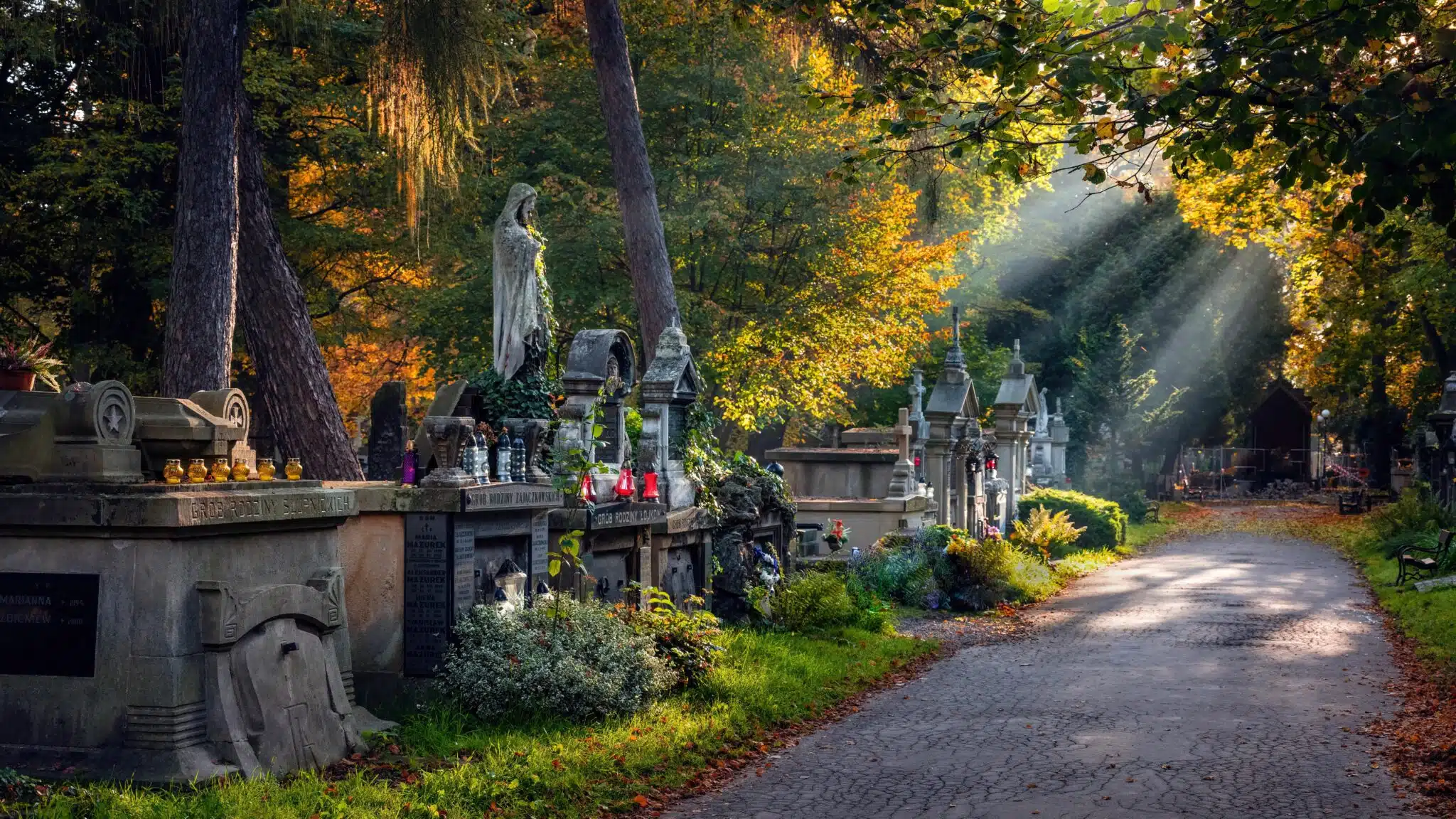 poland graveyard in autumn